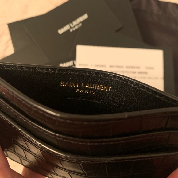 NIB SAINT LAURENT CARD HOLDER CROC EMBOSSED - Picture 5 of 6